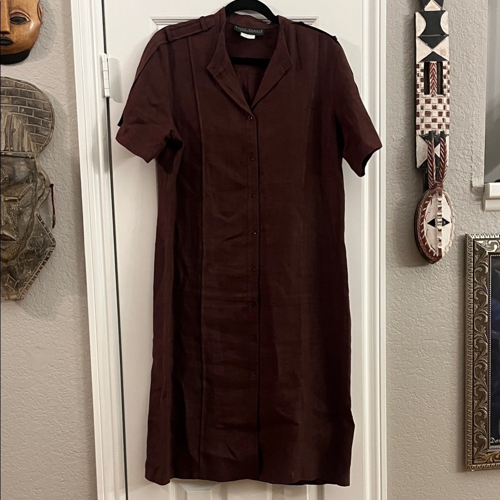 Chocolate Brown Linen Dress size 14